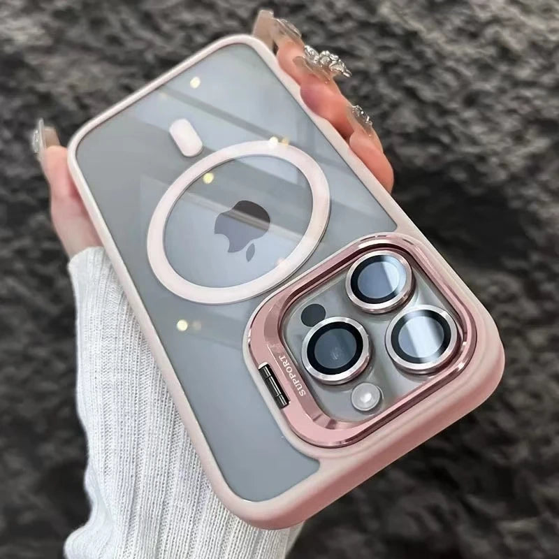 AegisShield MagSafe Case with Integrated Stand & Glass Lens Protector