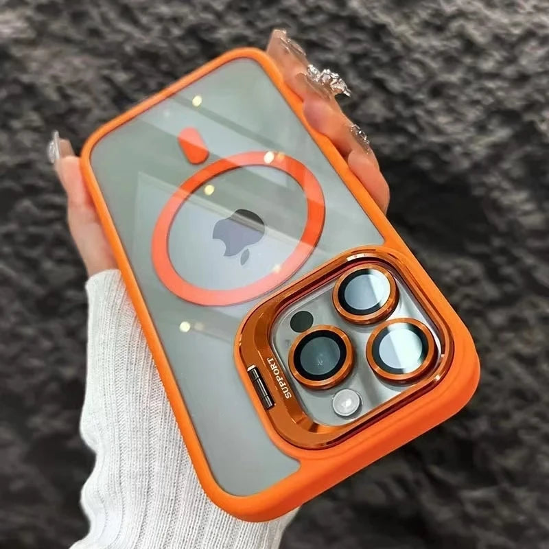 AegisShield MagSafe Case with Integrated Stand & Glass Lens Protector