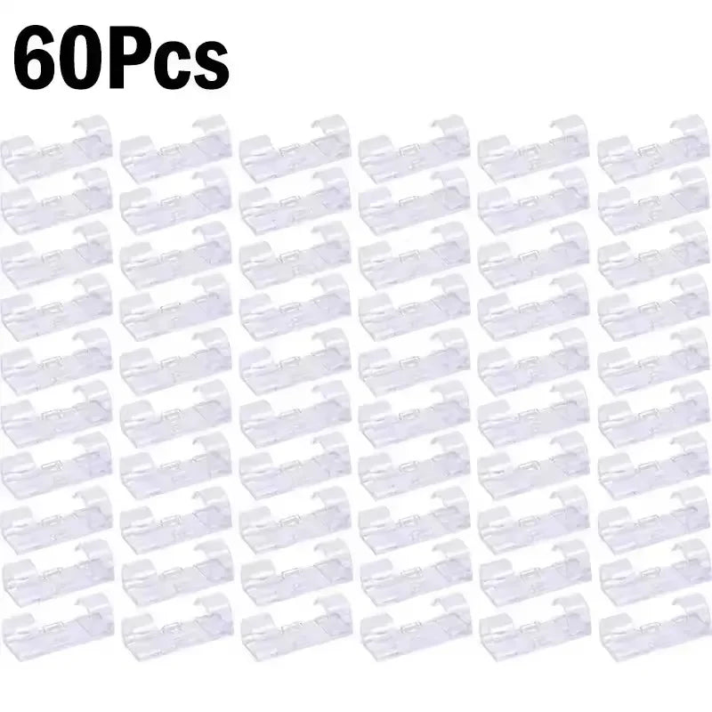 5-60Pcs Cable Clips Organizer Drop Wire Holder Cord Management Self-Adhesive Desk Tidy Cable Manager Fixed Clamp Wire Winder