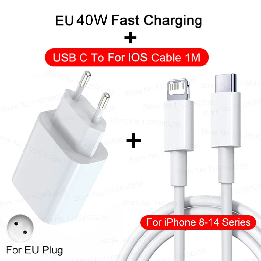For iPhone ApexVolt 40W Dual PD Fast Charger – Ultra-Speed Type-C Wall Adapter