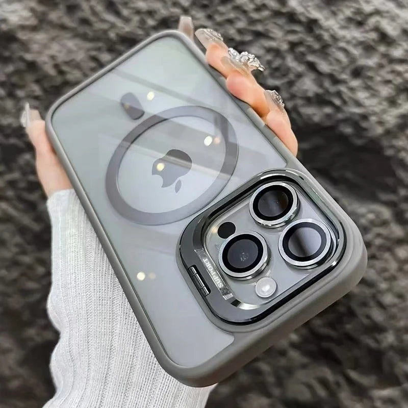 AegisShield MagSafe Case with Integrated Stand & Glass Lens Protector