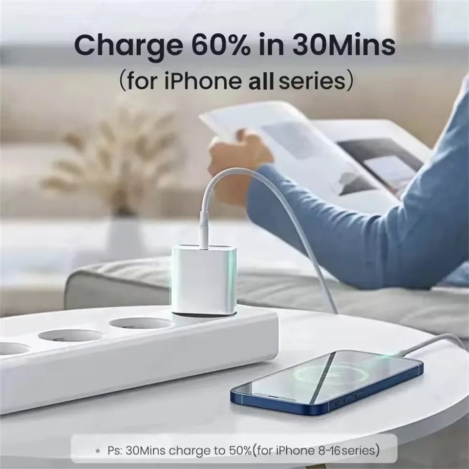 For iPhone ApexVolt 40W Dual PD Fast Charger – Ultra-Speed Type-C Wall Adapter