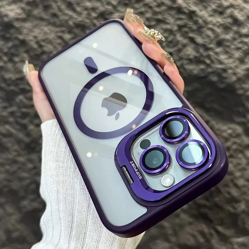 AegisShield MagSafe Case with Integrated Stand & Glass Lens Protector