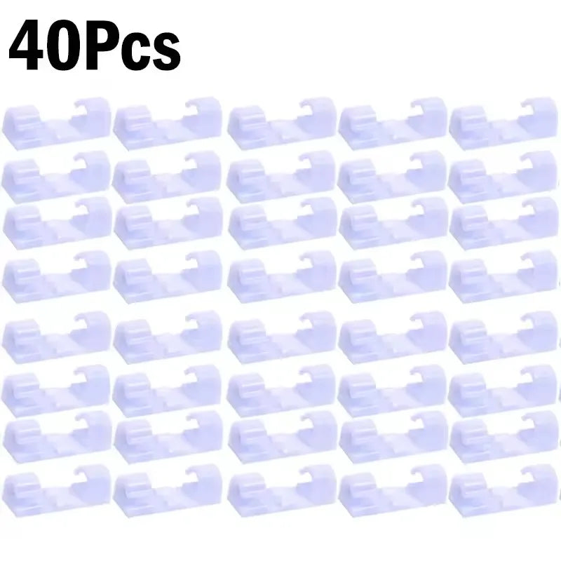 5-60Pcs Cable Clips Organizer Drop Wire Holder Cord Management Self-Adhesive Desk Tidy Cable Manager Fixed Clamp Wire Winder