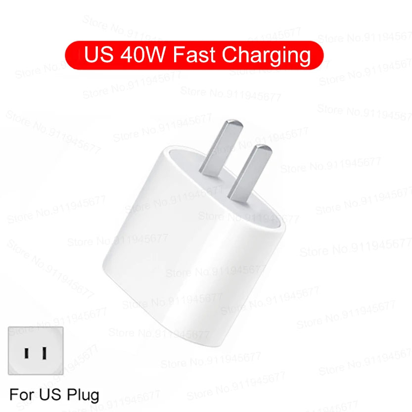 For iPhone ApexVolt 40W Dual PD Fast Charger – Ultra-Speed Type-C Wall Adapter