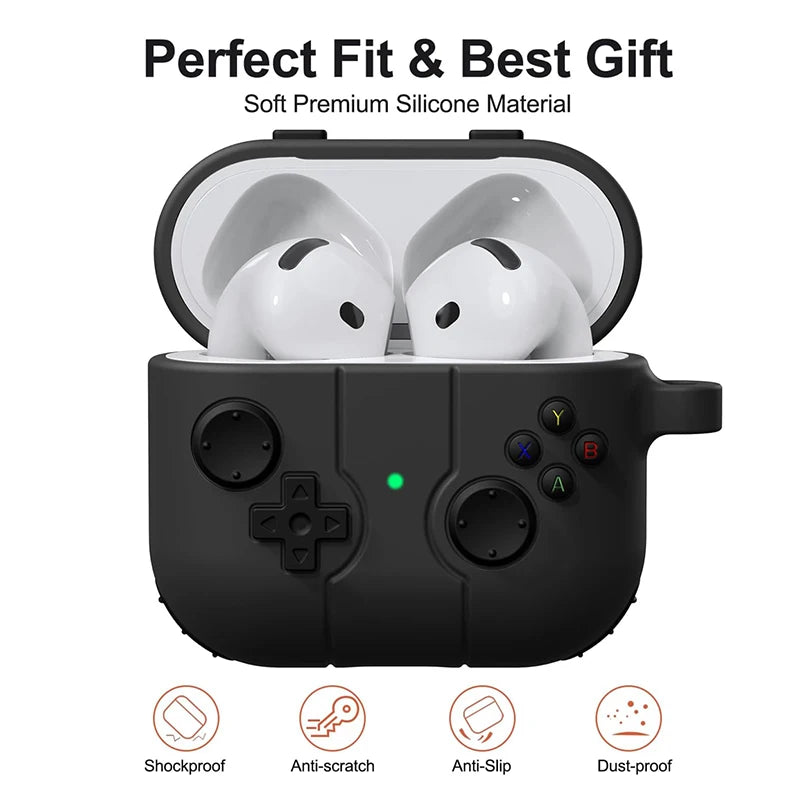 Silicone Earphone Cover For Airpods 4 3 with Keychain Games Console Cover Dustproof Gamepad Case for AirPods Pro 2 1 Accessories