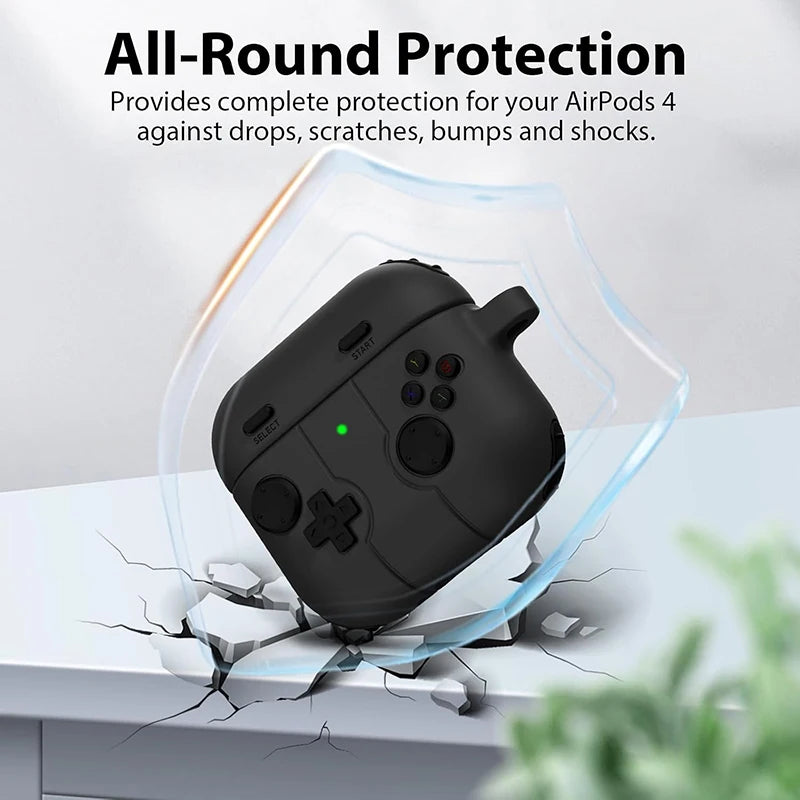 Silicone Earphone Cover For Airpods 4 3 with Keychain Games Console Cover Dustproof Gamepad Case for AirPods Pro 2 1 Accessories
