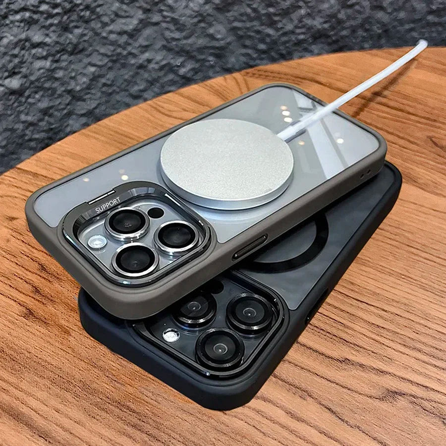 AegisShield MagSafe Case with Integrated Stand & Glass Lens Protector