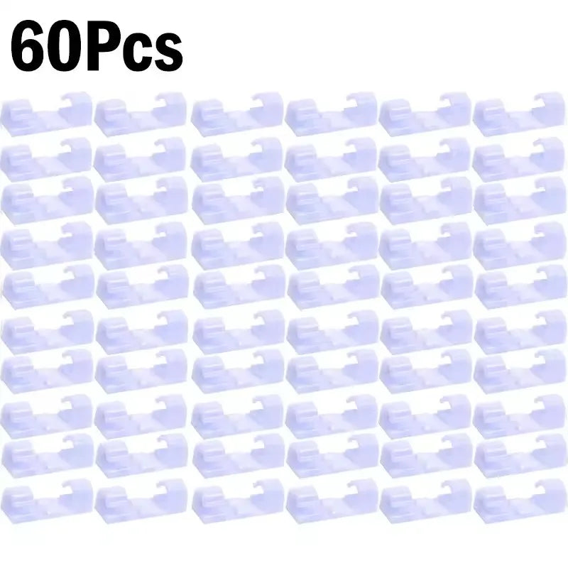 5-60Pcs Cable Clips Organizer Drop Wire Holder Cord Management Self-Adhesive Desk Tidy Cable Manager Fixed Clamp Wire Winder