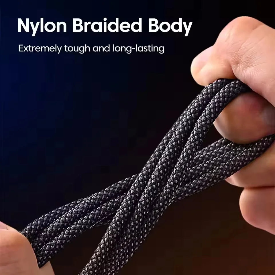 240W Nylon USB C PD Super Fast Charging Data Cable With LED Display USB To Type C Quick Charge Data Cords New