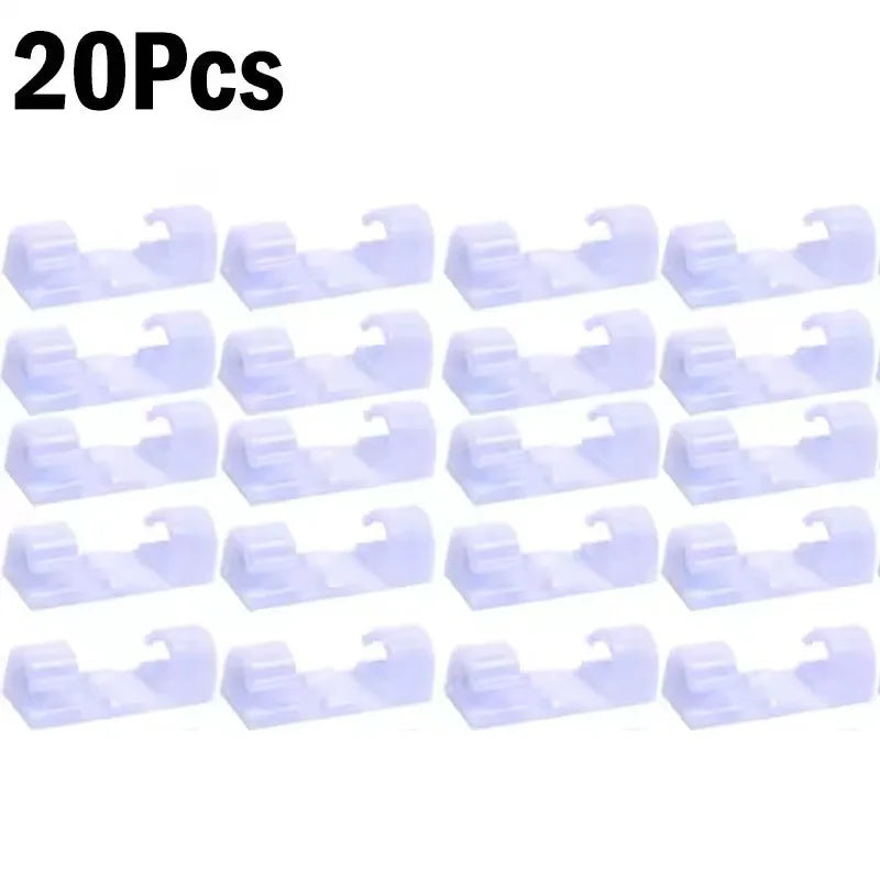 5-60Pcs Cable Clips Organizer Drop Wire Holder Cord Management Self-Adhesive Desk Tidy Cable Manager Fixed Clamp Wire Winder
