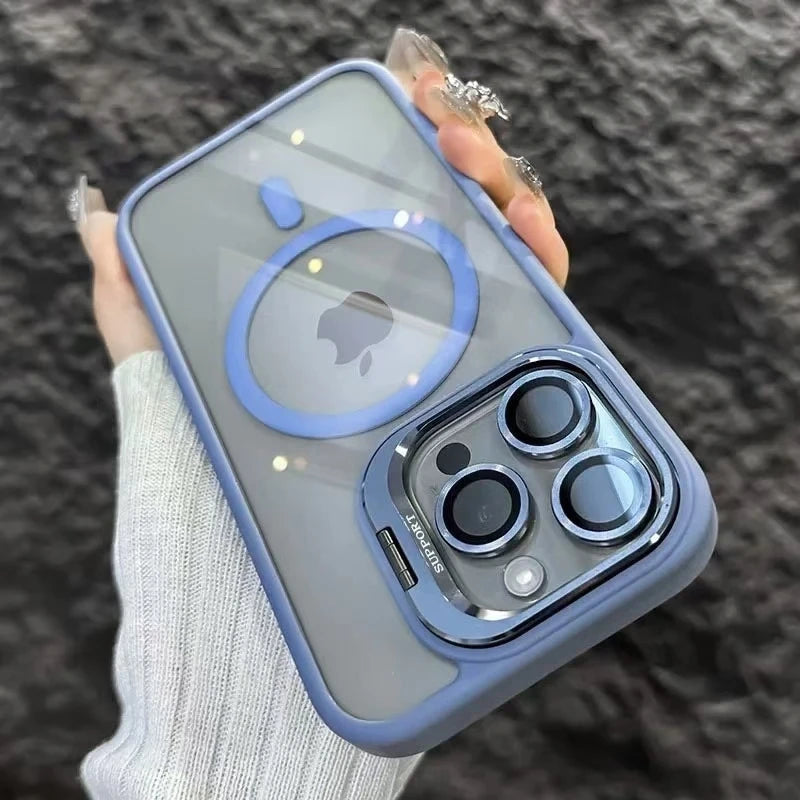 AegisShield MagSafe Case with Integrated Stand & Glass Lens Protector