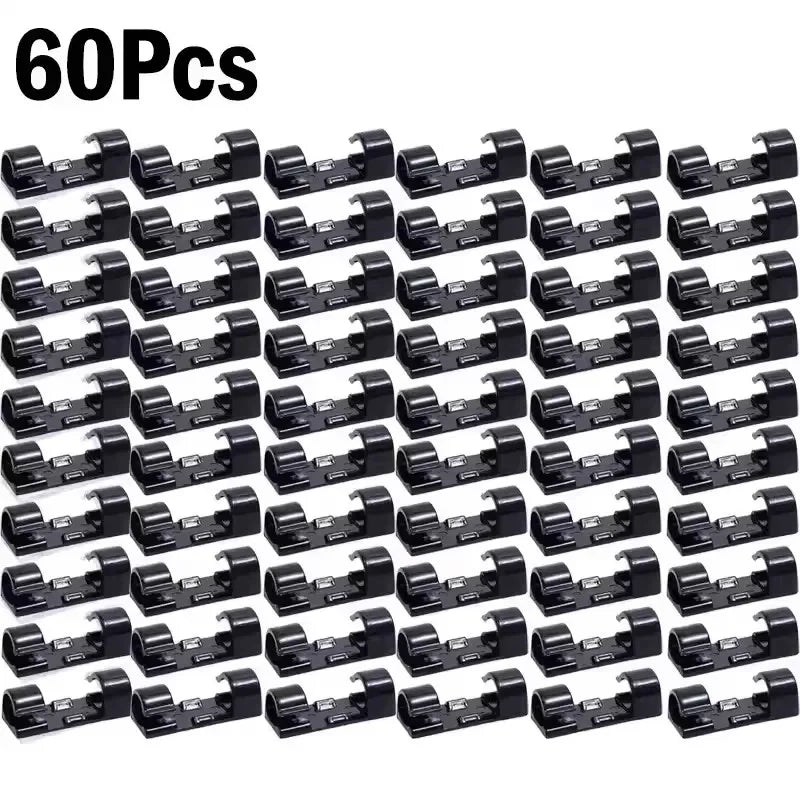 5-60Pcs Cable Clips Organizer Drop Wire Holder Cord Management Self-Adhesive Desk Tidy Cable Manager Fixed Clamp Wire Winder