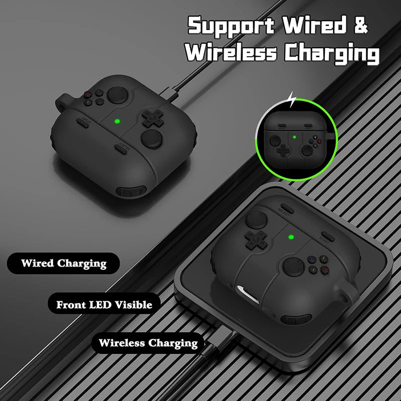 Silicone Earphone Cover For Airpods 4 3 with Keychain Games Console Cover Dustproof Gamepad Case for AirPods Pro 2 1 Accessories