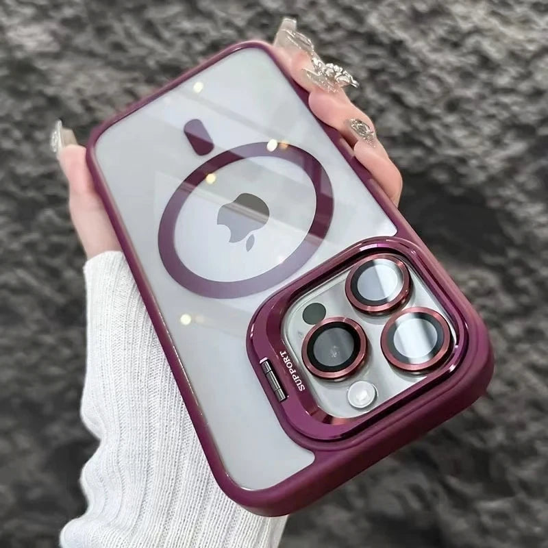 AegisShield MagSafe Case with Integrated Stand & Glass Lens Protector